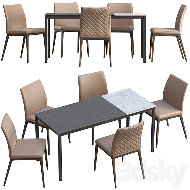 Dining table Connubia Snap + chair Romatti Soprano 3DSMax File - thumbnail 3