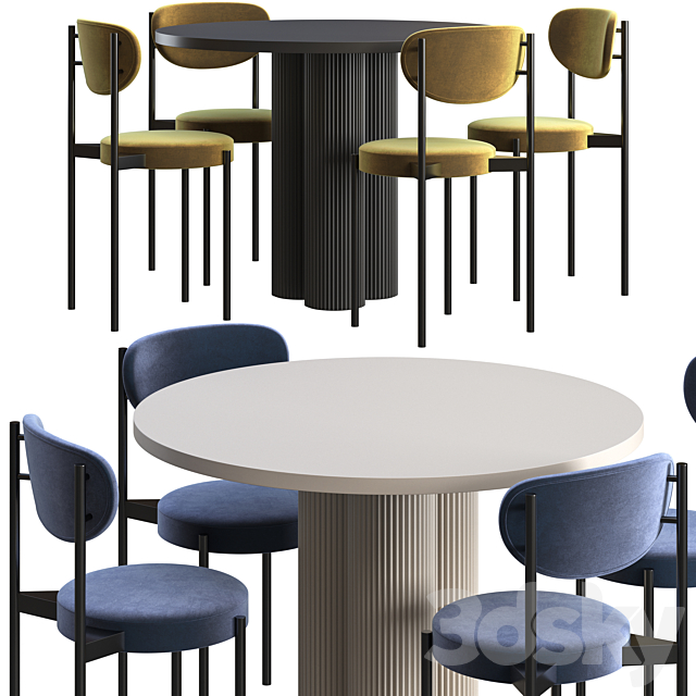 Dining table Corner Design Ary Texture + chair Corner Design Wonder 3DS Max Model - thumbnail 2