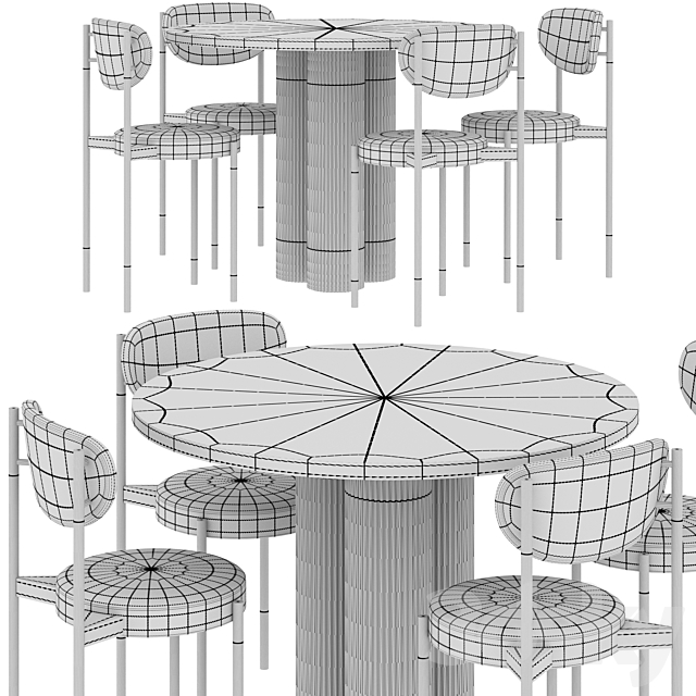 Dining table Corner Design Ary Texture + chair Corner Design Wonder 3DS Max Model - thumbnail 3