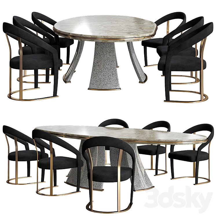 Dining table DAMIEN Longhi 3DS Max - thumbnail 1