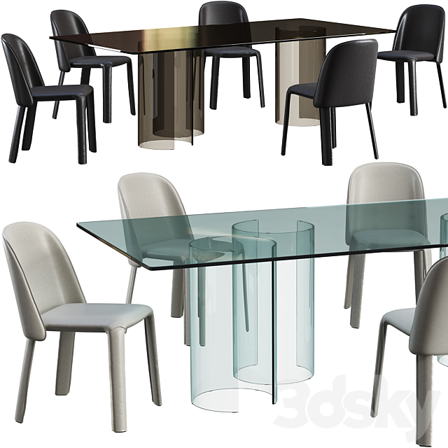 Dining table Fiam Luxor and chair Fiam Bacall 3DSMax File - thumbnail 1