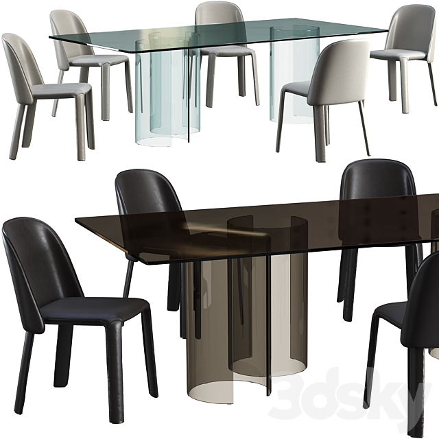 Dining table Fiam Luxor and chair Fiam Bacall 3DSMax File - thumbnail 2