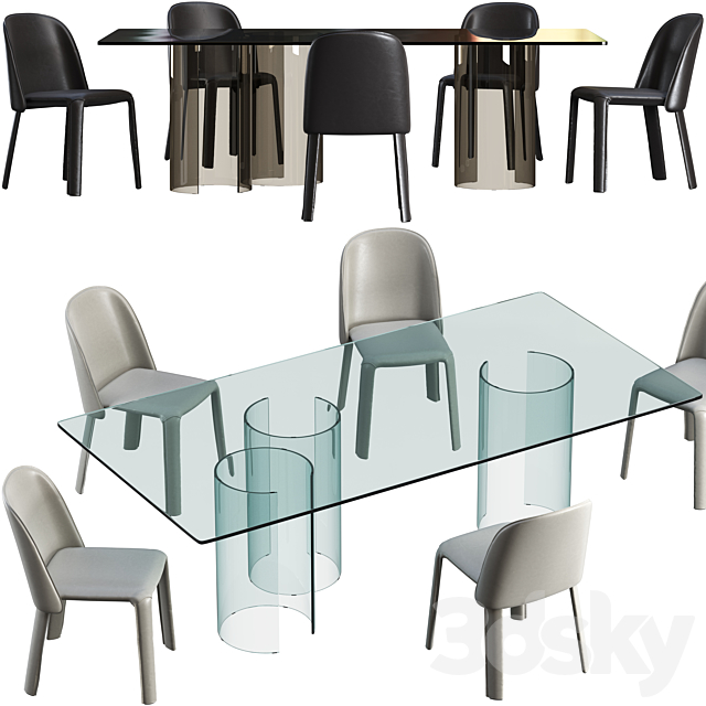 Dining table Fiam Luxor and chair Fiam Bacall 3DSMax File - thumbnail 4