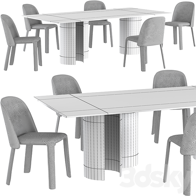 Dining table Fiam Luxor and chair Fiam Bacall 3DSMax File - thumbnail 5