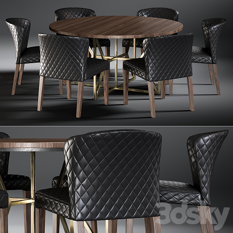 Dining Table Hayes Acacia & Chair Curran 3DS Max - thumbnail 1