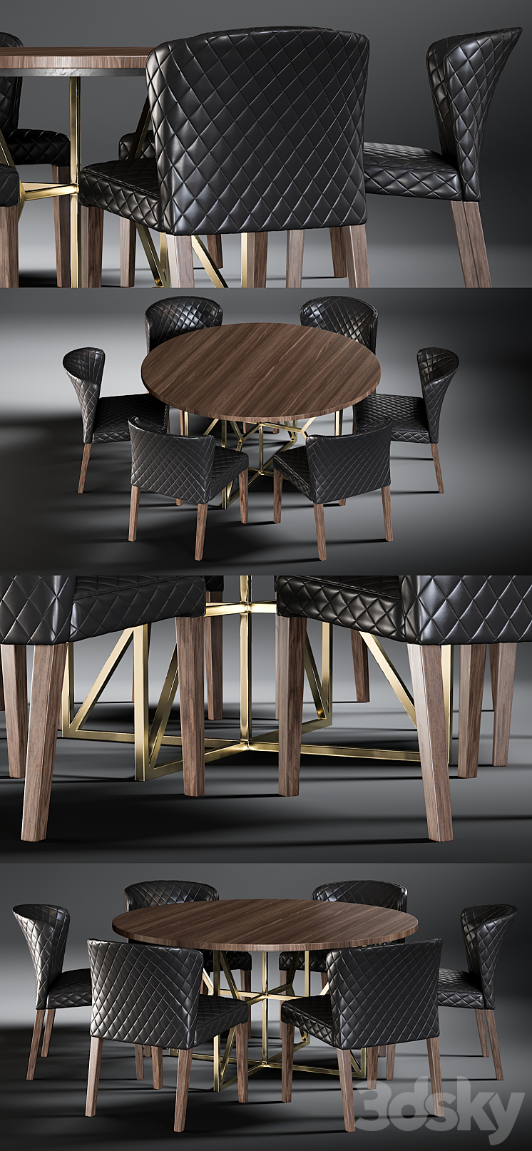 Dining Table Hayes Acacia & Chair Curran 3DS Max - thumbnail 2