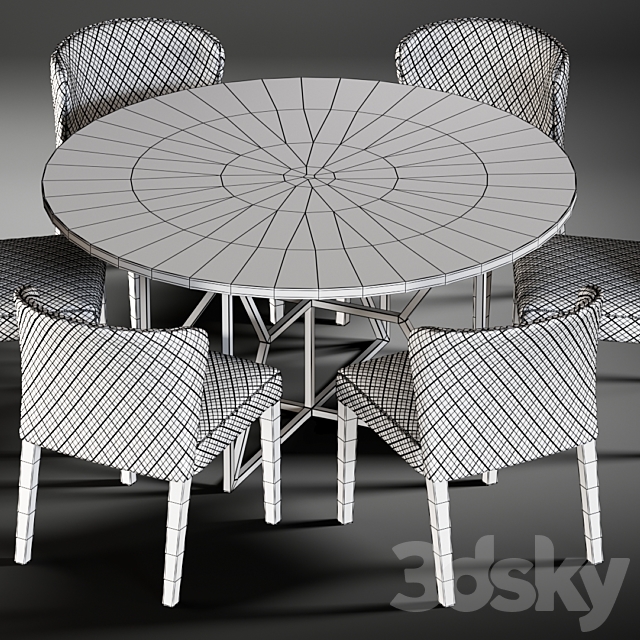 Dining Table Hayes Acacia & Chair Curran 3DSMax File - thumbnail 3