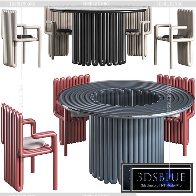 Dining table Helix and chair Helix concept by Zalim Isakov 3DS Max - thumbnail 3