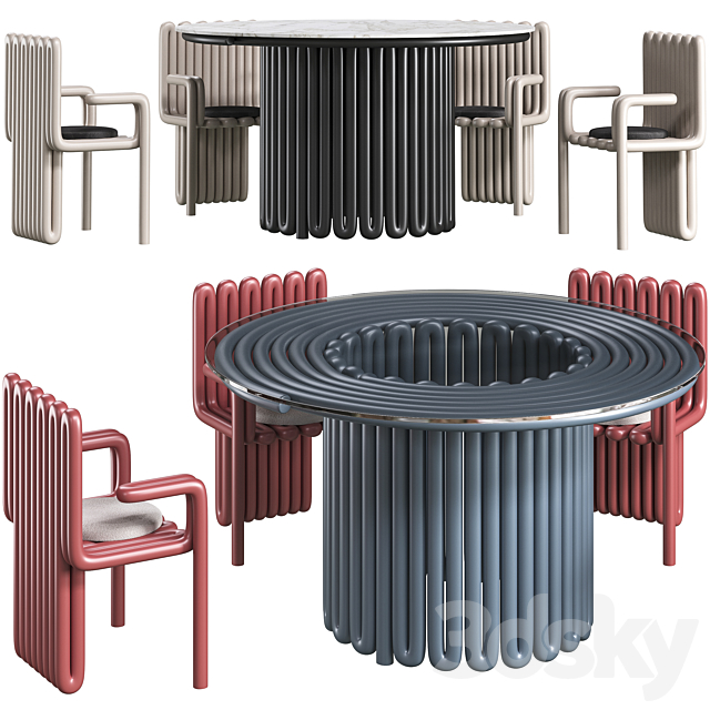 Dining table Helix and chair Helix concept by Zalim Isakov 3DSMax File - thumbnail 1