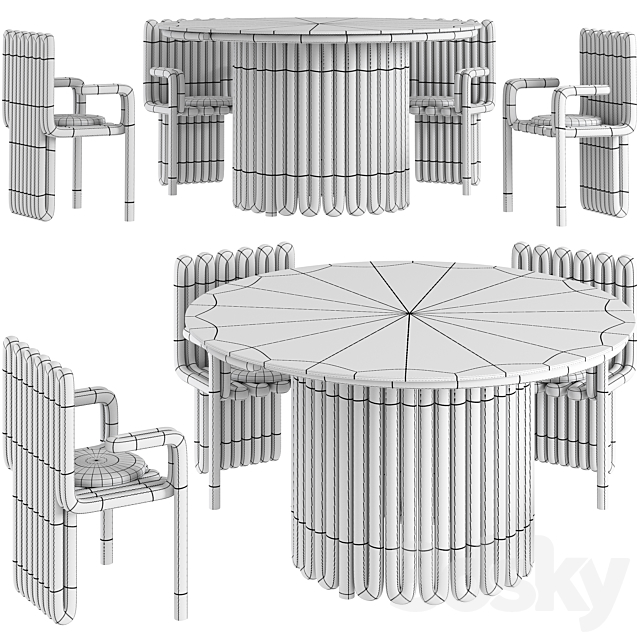 Dining table Helix and chair Helix concept by Zalim Isakov 3DSMax File - thumbnail 3