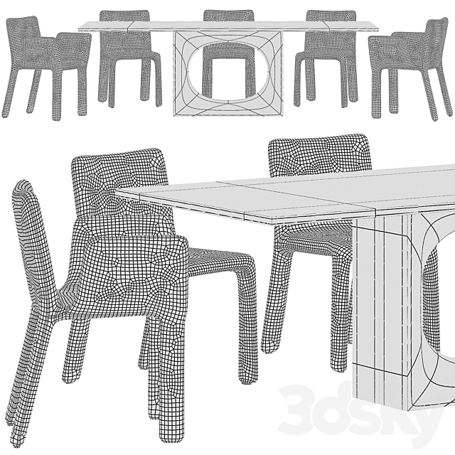 Dining table Kristalia Holo and chair Kristalia Joko 3DS Max Model - thumbnail 7