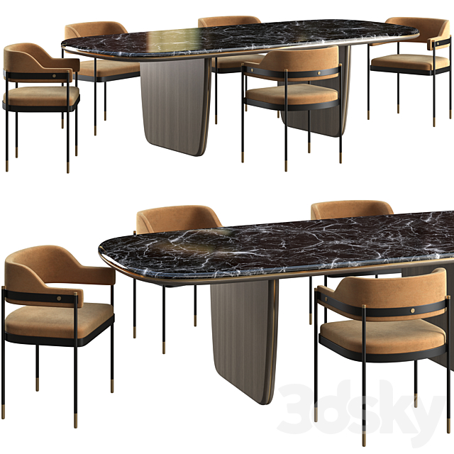 Dining table Laskasas Jeane + chair Laskasas Dale 3DSMax File - thumbnail 1