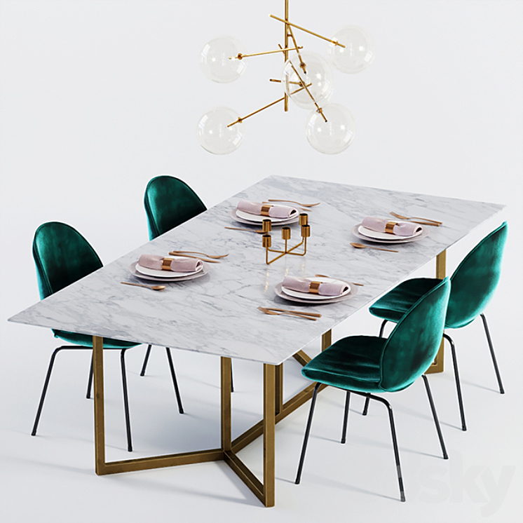 Dining table loft 3DS Max - thumbnail 1