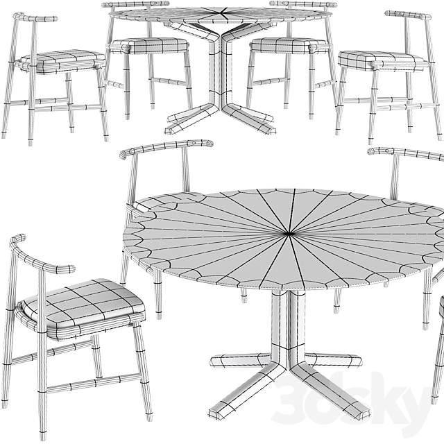 Dining table Meridiani Miller and chair Meridiani Emilia 3DSMax File - thumbnail 4