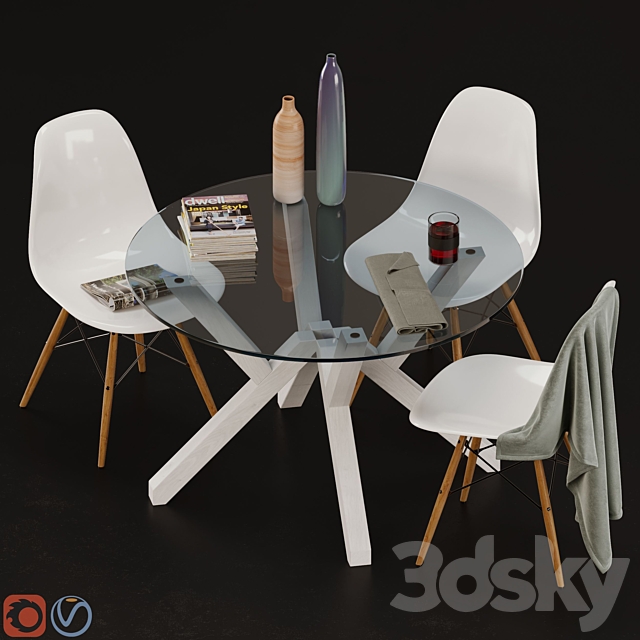 Dining Table – Mikado & Eames Chair 3ds Max - thumbnail 2