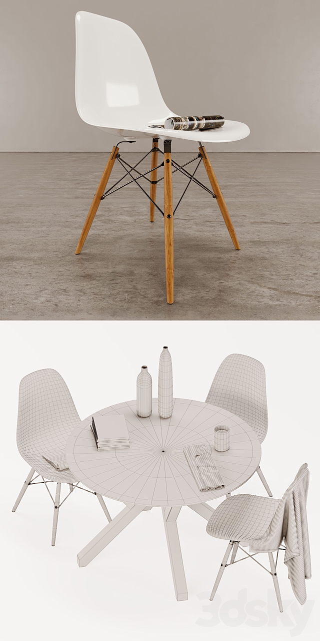 Dining Table – Mikado & Eames Chair 3ds Max - thumbnail 3