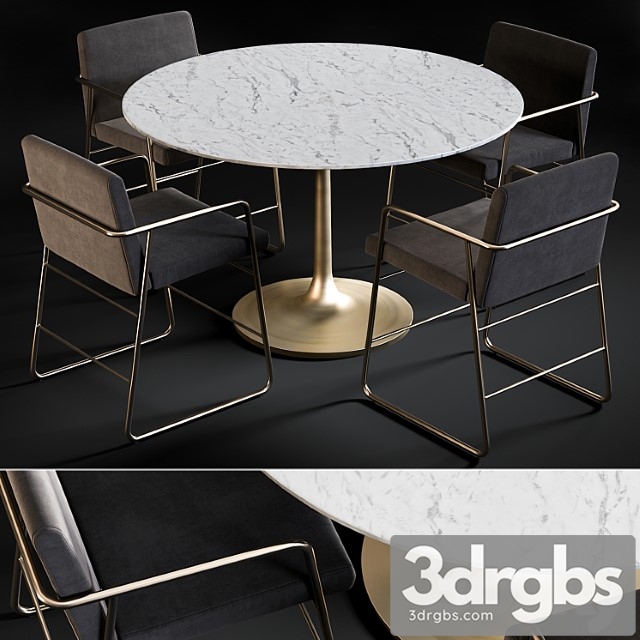 Dining table nero & chair rouka 2 3dsmax Download - thumbnail 1