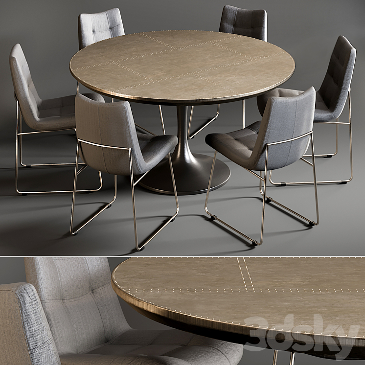 Dining Table Powell Tulip & Chair Alice 3DS Max - thumbnail 1