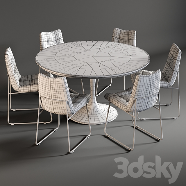 Dining Table Powell Tulip & Chair Alice 3DSMax File - thumbnail 3