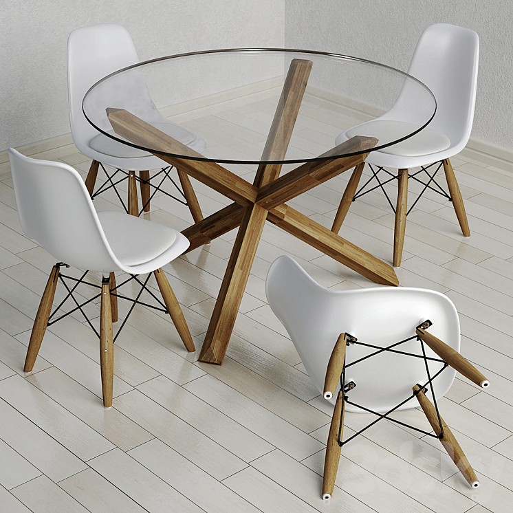 Dining table "Saskia" and chair "Eiffel" 3DS Max - thumbnail 1