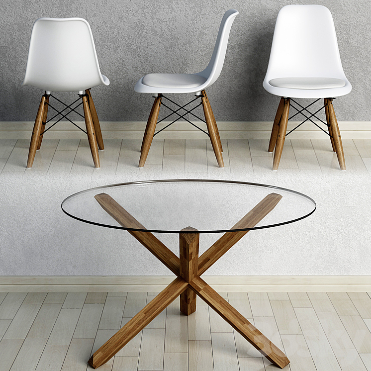 Dining table "Saskia" and chair "Eiffel" 3DS Max - thumbnail 2