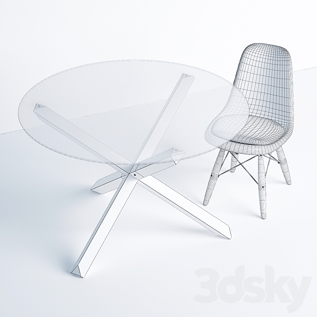 Dining table “Saskia” and chair “Eiffel” 3DSMax File - thumbnail 3