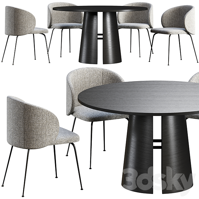 Dining table Teulat Cep + chair La Forma Minna 3DSMax File - thumbnail 1