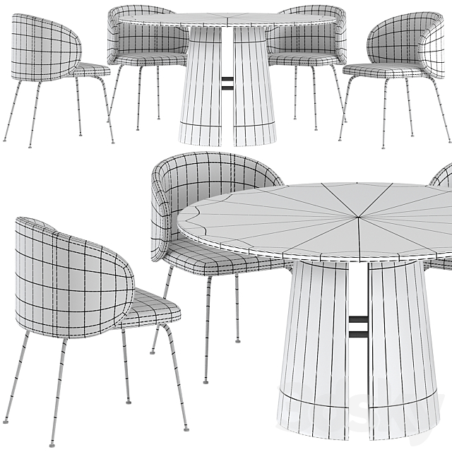 Dining table Teulat Cep + chair La Forma Minna 3DSMax File - thumbnail 2