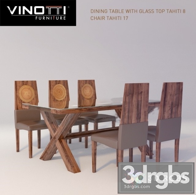 Dining Table With Glass Top Tahiti 8 3dsmax Download - thumbnail 1