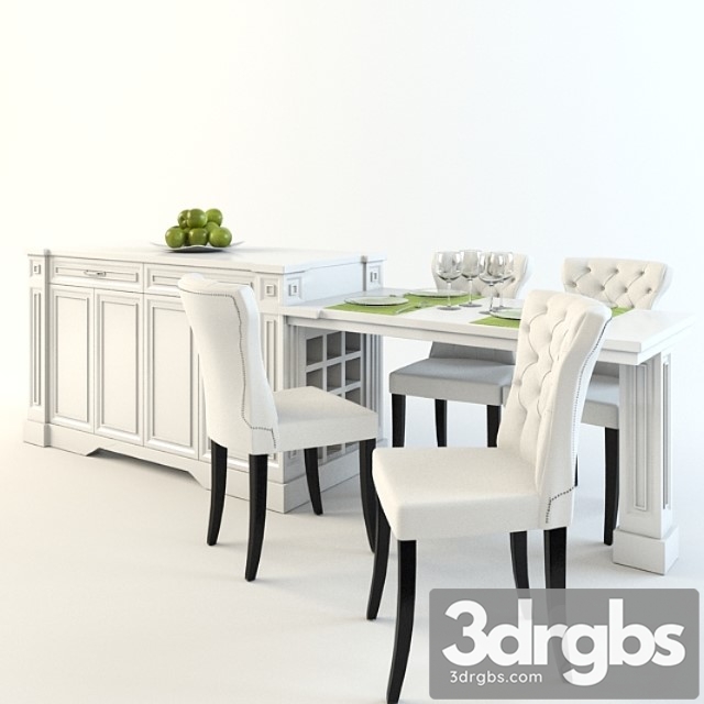 Dining Table With Table And Island 3dsmax Download - thumbnail 1