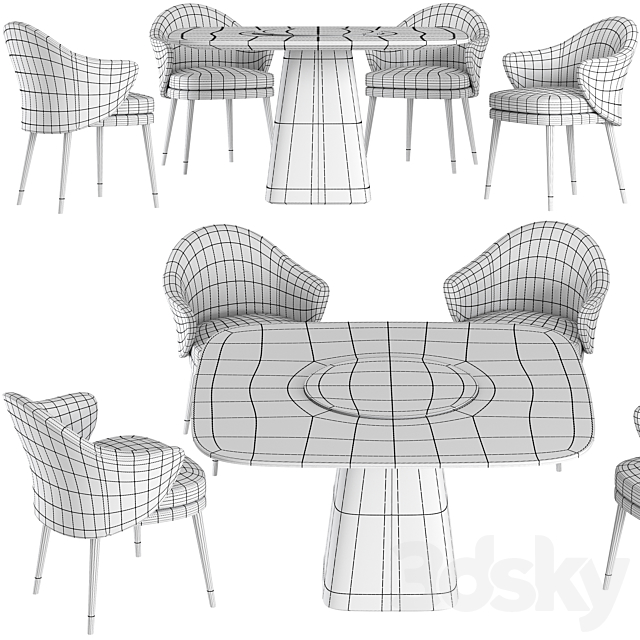 Dining table Wooddi Kahli and chair Lavsit Andy 3DS Max Model - thumbnail 4