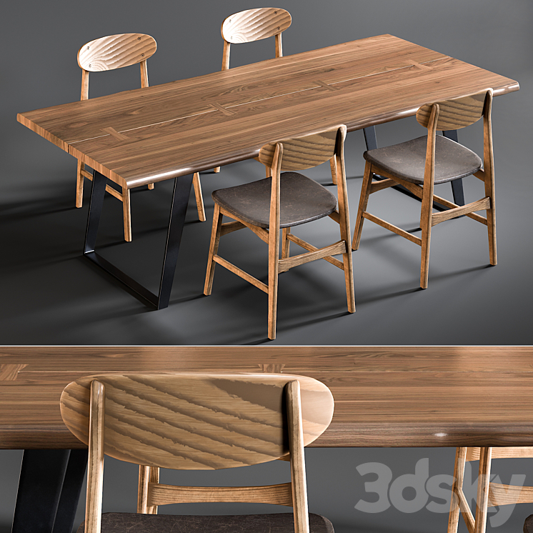 Dining Table Yukon & Chair Vernon 3DS Max - thumbnail 1