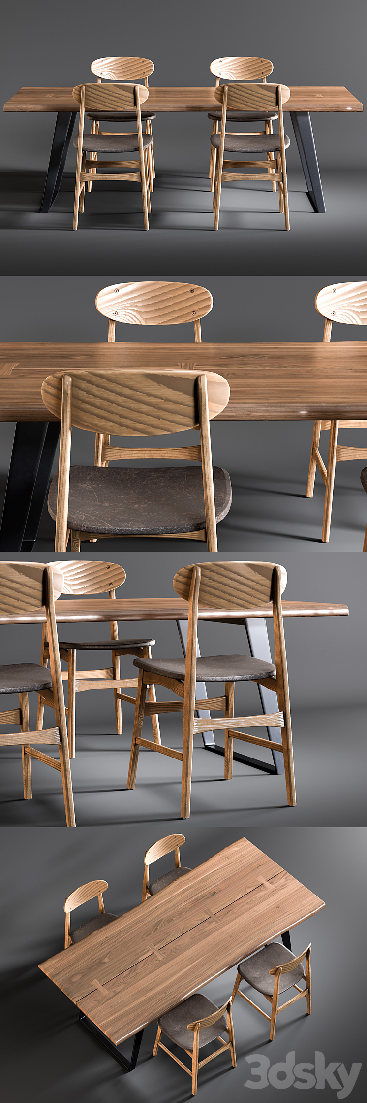 Dining Table Yukon & Chair Vernon 3DS Max - thumbnail 2