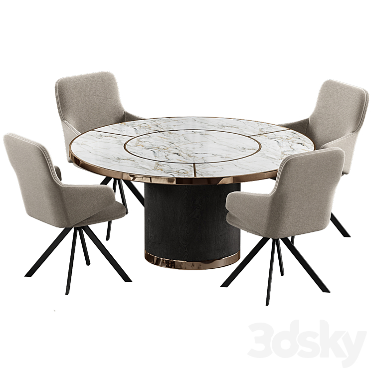 Dining talbe SOFTLINE NUUK and Reflex SIGNORE DEGLI ANELLI 3DS Max Model - thumbnail 1