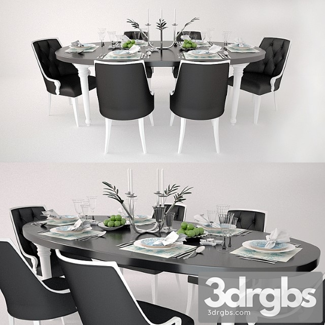 Dinner set with candlestick driade 2 3dsmax Download - thumbnail 1