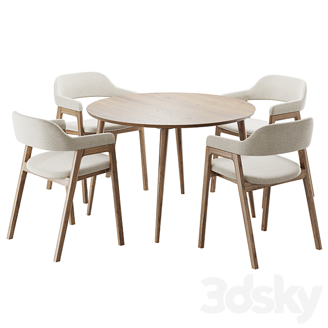 Dinning chair and table123 3ds Max - thumbnail 3