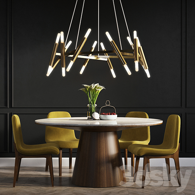 Dinning Set 01 3DS Max Model - thumbnail 1