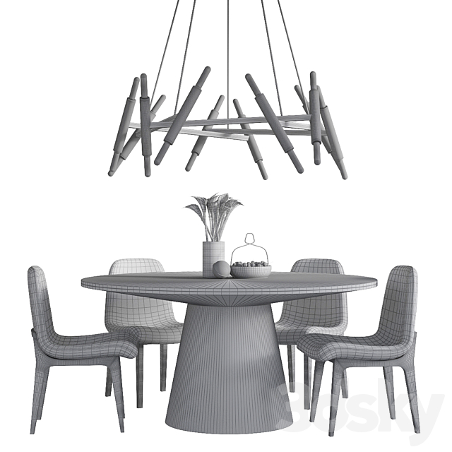 Dinning Set 01 3DS Max Model - thumbnail 2