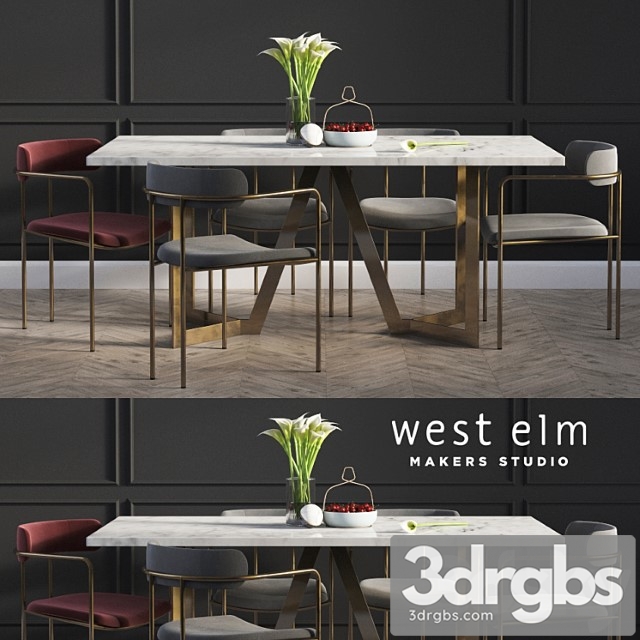 Dinning set 02 2 3dsmax Download - thumbnail 1