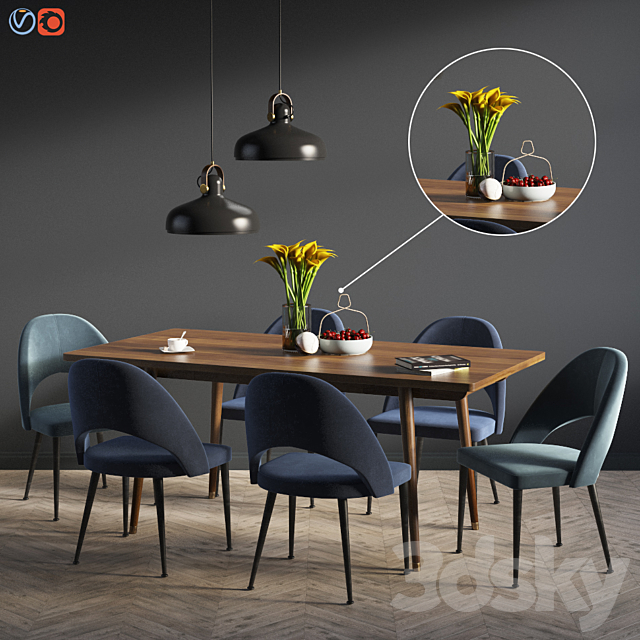 Dinning Set 03 3DSMax File - thumbnail 1