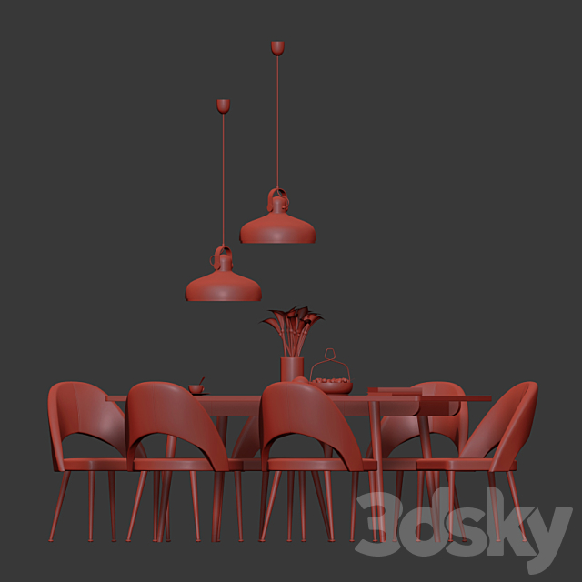 Dinning Set 03 3DSMax File - thumbnail 3