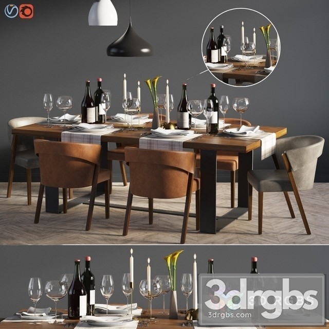 Dinning Set 04 3dsmax Download - thumbnail 1