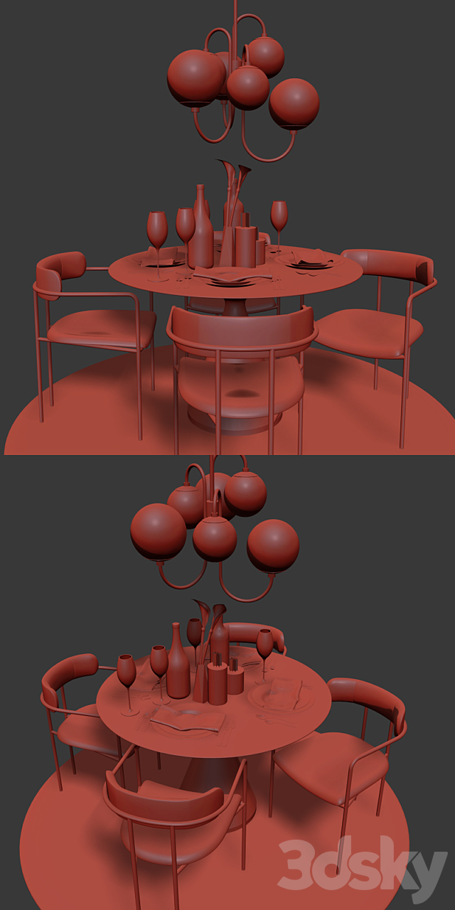 Dinning Set 05 3DS Max Model - thumbnail 2