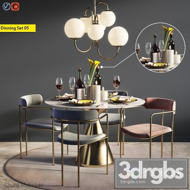 Dinning Set 05 3dsmax Download - thumbnail 1