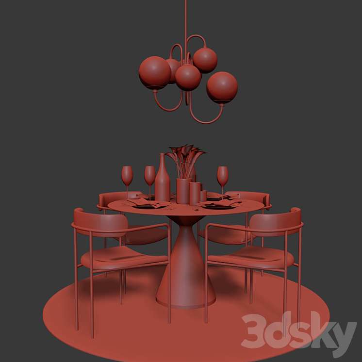 Dinning Set 06 3DS Max - thumbnail 2