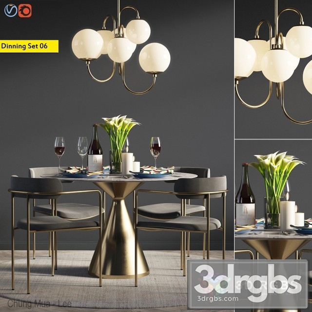 Dinning Set 06 3dsmax Download - thumbnail 1