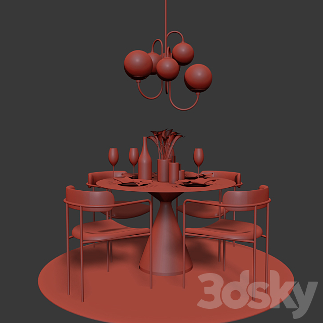 Dinning Set 06 3DSMax File - thumbnail 2