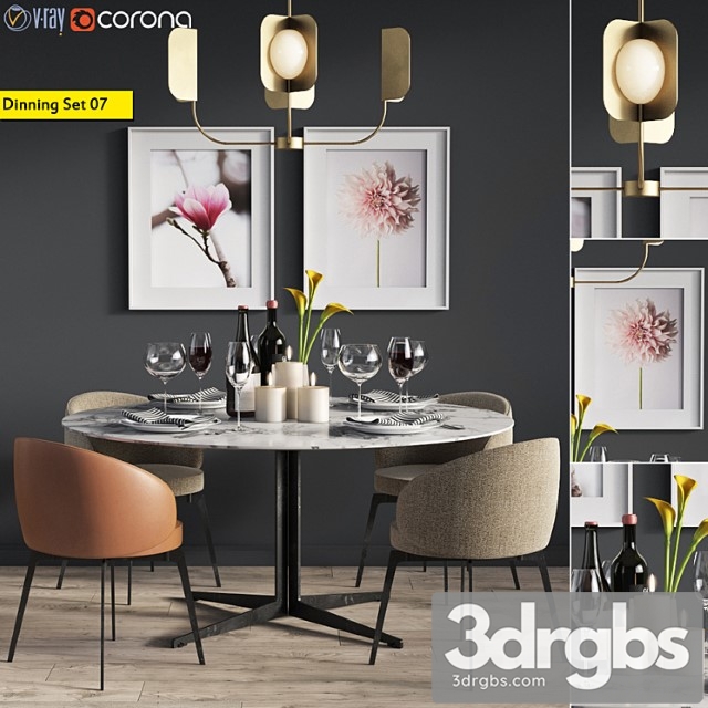 Dinning Set 07 3dsmax Download - thumbnail 1