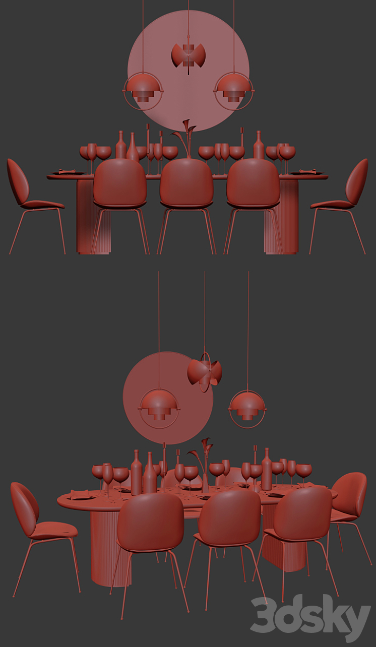 Dinning Set 08 3DS Max - thumbnail 2