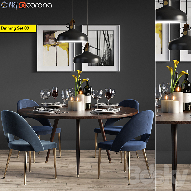 Dinning Set 09 3DS Max - thumbnail 1